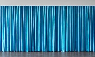 Minimalist curtain in special full frame for use by decorators and architects blue photo