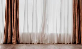 Minimalist curtain in special full frame for use by decorators and architects brown photo
