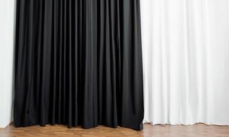 Minimalist curtain in special full frame for use by decorators and architects black and white photo