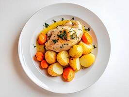 Chicken breast with potatoes and carrots photo
