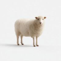 Standing Calmly White Sheep Isolated on White Background photo