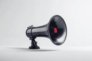 Black microphone with a cord hanging from it. photo