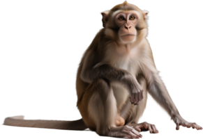 A gray brown monkey staring directly at the camera with a hungry look and expressive eyes png