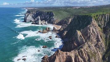 Famous Roca Cape Cliffs at Sintra Lisbon District Portugal . Beautiful Scene. video