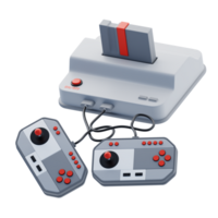 Retro game console with joysticks 3d icon. Console and controller 3D Icon png
