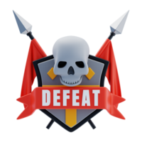 Defeat screen with skull 3d icon. Defeat Gaming 3D Icon png