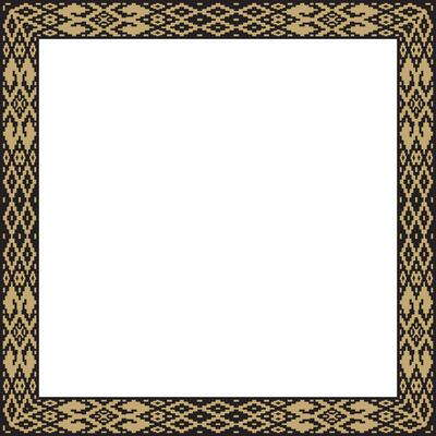 gold with black square Belarusian national ornament frame. Ethnic pattern rectangle of Slavic peoples, Russian, Ukrainian, Serb, Bulgarian