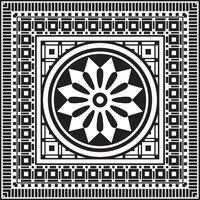 square Assyrian black monochrome ornament. Rectangle, border, frame Mesopatamia vector