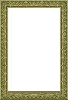 square gold with green ancient Russian ornament. Slavic rectangle, border, frame. Paint of the royal chambers. vector