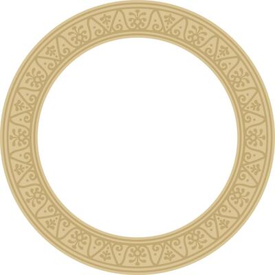 round gold border, frame, Pompeii ring. Circle Neopolitan ornament. Art Ancient Rome.