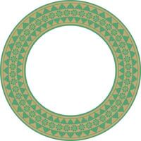 round Assyrian gold with green ornament. Circle, border, frame of Mesopatamia. Pattern, ring of ancient East vector