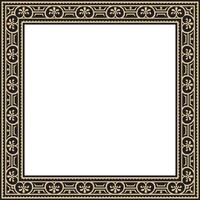 square gold and black border, frame, Pompeii. Rectangle Neopolitan ornament. Art Ancient Rome vector