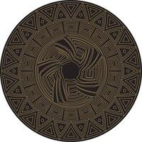 Native American round contour gold with black pattern. Geometric shapes in a circle. National ornament of America, Maya, Aztecs, Incas vector