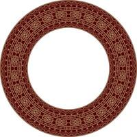 golden and red round Yakut ornament. Endless circle, border, frame of the northern peoples of Far East. vector