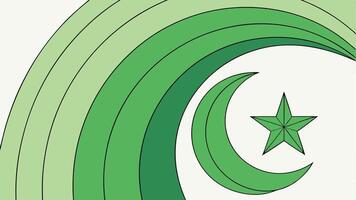 Green crescent star flag design illustration abstract background graphic islamic symbol art icon artistic vector