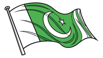 Pakistan Flag A vibrant green and white flag waving proudly symbolizing national pride and independence Simple line art vector