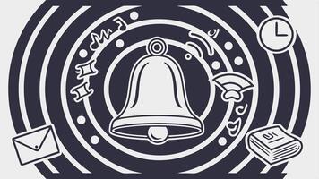 Notification bell icon illustration for social media and app alert reminder graphic design 100 vector