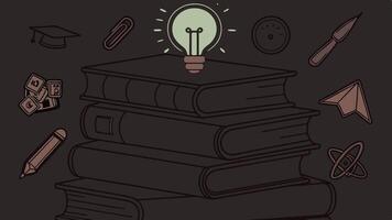 Book learning concept with lightbulb idea for education and knowledge achievement and success design vector