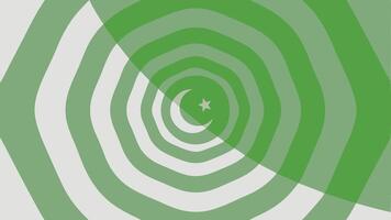 Abstract Pakistani Flag Design Green Crescent Moon and Star in Hypnotic Swirling Pattern Soft Shades and Subtle Curves vector