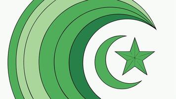 Crescent Moon and Star Abstract Art Green Shades Islamic Symbol Design for Backgrounds Websites and Prints vector
