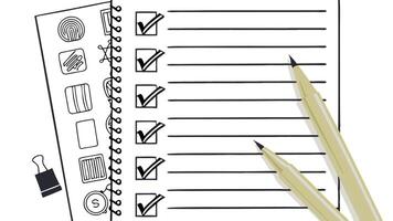 Organized checklist notebook with pencils ready for planning tasks and ideas efficient productivity tools simple design vector