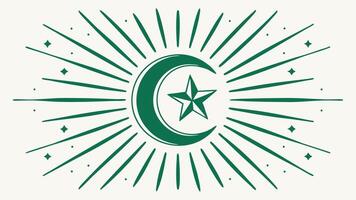 Islamic star and crescent moon graphic design element in green color for ramadan kareem concept vector