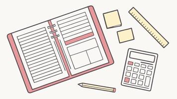 Stock photo of school supplies including notebook calculator and pencil for study and learning use vector