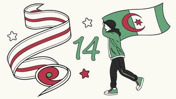 Celebrating algerian revolution day with flag and ribbon illustration for national pride and unity vector