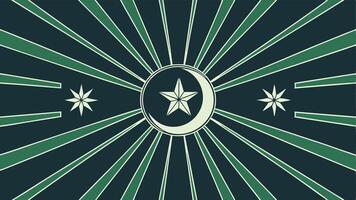 Abstract islamic art with crescent moon and star design in green and black color scheme vector