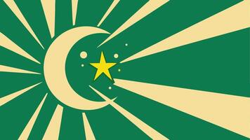 Green flag with crescent moon and star islamic symbol illustration graphic design template vector