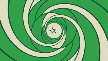 Green and beige spiral with star in center abstract design background art illustration graphic vector