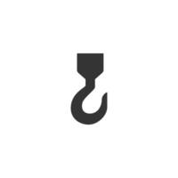 Hook icon on white background, black and white vector