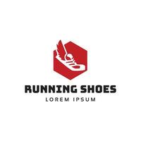Running shoes logo design template vector