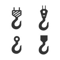 Hooks and hooks icon set, black and white illustration vector