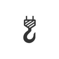 Hook icon, black and white, on white background vector