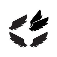 A set of black wings with a white background vector