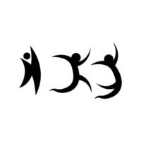 Three people are dancing in a group vector