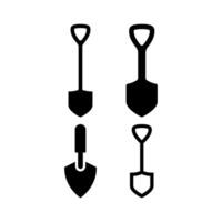 A set of shovels and spades on a white background vector