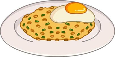 Illustration Of A Plate Of Fried Rice Topped With A Sunny Side Up Egg vector