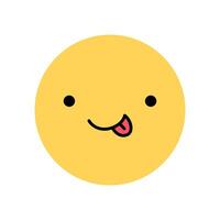 Cute yellow smile icon with happy facial expression. Character with cheerful, playful mood isolated on a white background. flat illustration. Perfect for social media, stickers. vector
