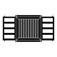 Opened Shipping Container Silhouette. Black and White Icon Design Elements on Isolated White Background vector