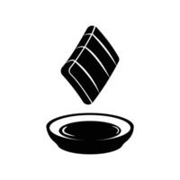 Sashimi with Soy Sauce Silhouette. Black and White Icon Design Elements on Isolated White Background vector