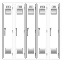School Locker Front Side Outline Icon Illustration on White Background vector