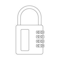 Combination Padlock Code Outline Icon Illustration on White Background vector