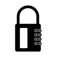 Combination Padlock Code Silhouette. Black and White Icon Design Elements on Isolated White Background vector