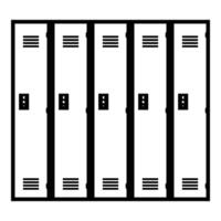 School Locker Row Silhouette. Black and White Icon Design Elements on Isolated White Background vector