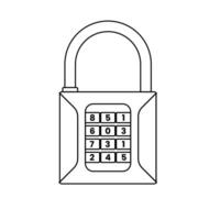 Combination Padlock Outline Icon Illustration on White Background vector