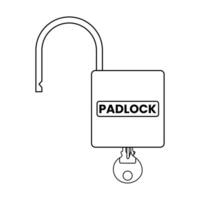 Padlock with Key Outline Icon Illustration on White Background vector