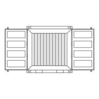 Empty Open Shipping Container Outline Icon Illustration on White Background vector