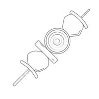 Meat Skewer with Onion Outline Icon Illustration on White Background vector